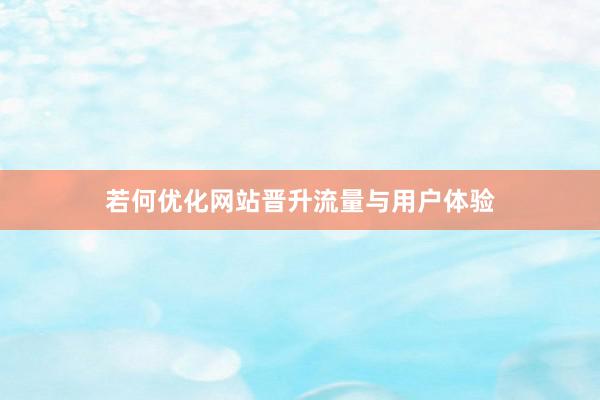 若何优化网站晋升流量与用户体验